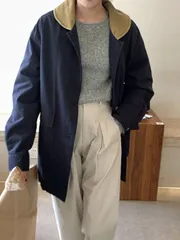 新品未使用品 005370F 丸襟切り替え ハンティングジャケット ネイビー