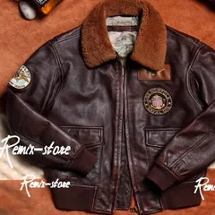 ★強烈◎ アメリカン ミリタリー仕様 A-2 本革 フライト レザー ジャケット ウール襟 ボア G-1 M〜5XL ヴィンテージ 大きいサイズ★O652