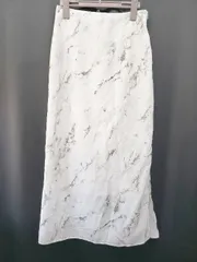 ◇ ⊂ nano universe ナノユニバース 大理石プリント ロング タイト スカート サイズ38 ホワイト グレー系 レディース E  【1507010003056】