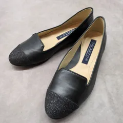 美品　TALANTON　22cm  パンプス　フラットシューズラントン  ブラック　ラメ　バレエシューズ 靴