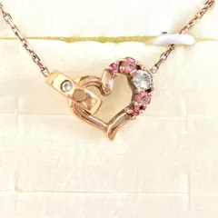 【565428】　canal 4℃ カラージュエリー ハート リング ネックレス 箱付き　美品