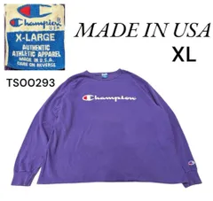 USA製Champion 古着プリント長袖Tシャツ XL パープル ロンt