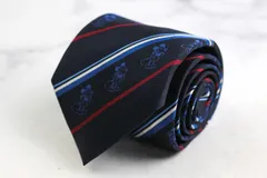 ディズニー ブランド ネクタイ ミッキー ストライプ柄 小紋柄 シルク PO メンズ ネイビー Disney 【中古】