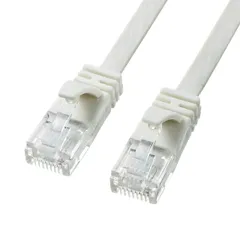 サンワサプライ CAT6A フラットLANケーブル (3m) 10Gbps/500MHz RJ45 ツメ折れ防止 ホワイト KB-FL6A-03W