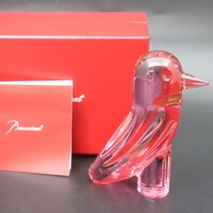 IT8SIC69MCXS 美品 Baccarat バカラ ファウナクリストポリス 鳥 トリ バード ピンク クリア ハイメ・アジョン デザイン 置き物 オブジェ