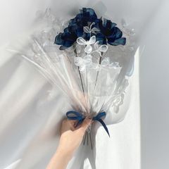 【お得なブーケ】薔薇とかすみ草のブーケ（ブルー）