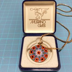 美品　MURANO GLASS　ムラーノガラス　ペンダント　アンティーク　レトロ　ネックレス　アクセサリー　　　E785