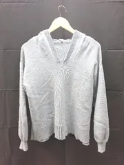 ◇ GLOBAL WORK グローバルワーク Vネック フード付き スリット入り 長袖 ニット サイズM ライトブルー レディース E  【1303160011718】