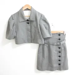 未使用 23SS リリーブラウン グレンチェック オープンバック ショートジャケット＋ベルト付き ミニ丈スカート セットアップ F/0 グレー レディース 古着 中古 USED