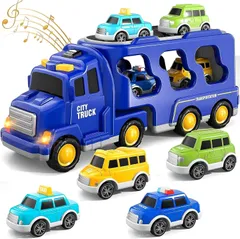 車 おもちゃ 建設車両セット トラック ミニカー 2 3 4 5 6 歳 男の子 女の子 キャリアカー トレーナー 光と音 室内遊び 男の子ランキング 誕生日 プレゼント 贈り物 クリスマス 橙色 赤い パープル 黄色 ブルー