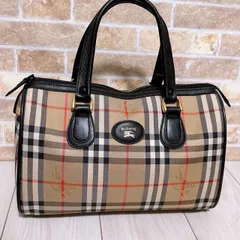 2508-319｜極美品｜バーバリー ハンドバッグ ホワイト ストライプ