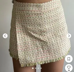 Zara ZARA(ザラ) ツイード ミニ 숓 スカート カットスリット ディテール