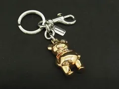 ■美品■ COACH コーチ ラインストーン キーリング キーホルダー チャーム レディース ゴールド系×シルバー系 BF8125