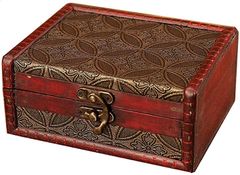 Elrin Antique-Style Box, Small Box, Retro Trinket Box, Wooden Box, Storage Box, Accessory Box, Treasure Chest (Copper Coin Design)