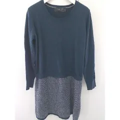 ◇ BEAMS LIGHTS ビームス ライツ 長袖 ミニ ニット ワンピース サイズ38 ネイビー グレー系 レディース  【中古】 【1203220005032】