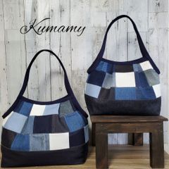 受注製作　デニムパッチワーク　グラニーバッグM