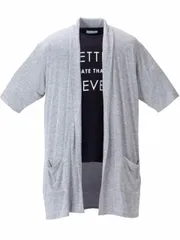 サマーカーディガン アンサンブル 大きいサイズ メンズ ２枚組 プリントTシャツ セット お得 C060220-06 ライトグレー杢×ブラック