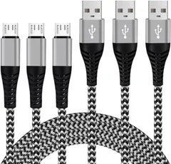 【数量限定】高速データ転送 ケーブル 高耐久編 組ナイロン編みケーブル usb 断線防止 マイクロ アンドロイド USB-A 2m+2m+2m】 - Micro-B 【3本セット Galaxy 急速充電 Xperia ps4コントローラー 3A プリンター対応