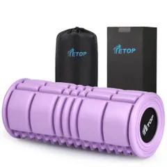 【初心者向け32CM】 5年 TETOP フォームローラー 筋膜リリースローラー ストレッチローラー 割れない 中実 細め 軽い ヨガポール エクササイズ トレーニング 500g 32*12.5CM 500KG耐荷重 日本語説明書付き ライトパープル
