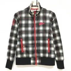 フィラゴルフ ジャケットブルゾン 黒×アイボリー チェック柄 裏微起毛  レディース M ゴルフウェア FILA GOLF