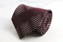 ダナキャラン ブランド ネクタイ ストライプ柄 ドット シルク 日本製 PO メンズ ワインレッド Donna Karan 【中古】のサムネイル