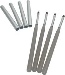 Lunari Gel Nail Brush Set with Caps, 4 Brushes, for Self-Nail Art (Oval)
