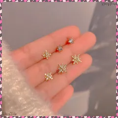 6個セットスタッドピアス スターバースト キラキラ 小ぶりピアス 両耳用 ジュエリー 女性 韓国アクセサリー シンプル かわいい 小物 痛くない 耳飾り 普段使い ギフト プレゼント セカンドピアス人気 付けっぱなしピアス