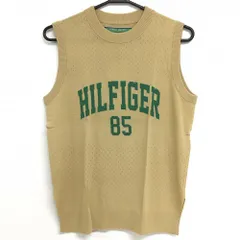 【新品】トミーヒルフィガー ニットベスト ライトブラウン×グリーン 薄手  レディース L ゴルフウェア Tommy Hilfiger Golf