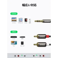 UGREEN RCA 3.5mm 変換 オーディオケーブル 3.5mmステレオミニプラグ RCA 5m