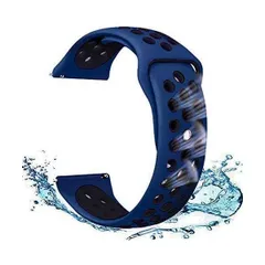 スマートウォッチ用バンド ベルト スポーツバンド レッドブラック 高級シリコンバンド 専用スポーツバンド 通気 汚れ防止 (Blue-Black)