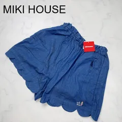 【新品タグ付き】MiKiHOUSE　ミキハウス　ハーフパンツ　140　キッズ　インディゴブルー　青　子供服　刺繍　ギフト　プレゼント