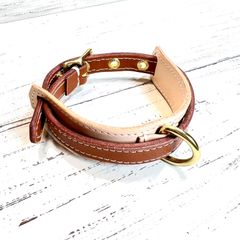 【犬用首輪S】 ライトブラウン ナチュラル 本革 レザー 小型犬 犬 かわいい