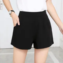 ハーフパンツ 半ズボン ボトムス スラックス レディース パンツ ポケット付き シフォン 女性用 ベーシック 仕事 会社 オフィス 無地 美脚 脚長 美尻 美シルエット 動きやすい オシャレ aimeiyi07