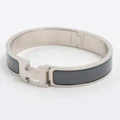 HERMES エルメス クリッククラック PM グレー/シルバー バングル
