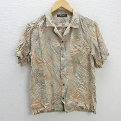 D■ナノユニバース/NANO UNIVERSE 総柄オープンカラーシャツ/レーヨン【S】ベージュ系/MENS/89【中古】■