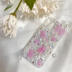【18日以内発送予定】【ピンク】♡パステルキャンディースマホケース♡/iPhoneケース/パステルカラー/白/ピンク/水色/黄色/カラフル/キラキラ/デコ電/くま/動物/パール