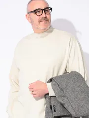 B＆T CLUB (ビーアンドティークラブ) +WARM ブラッシュド ポンチ モックネック 長袖 Tシャツ