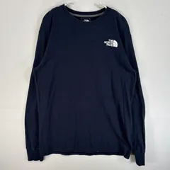 古着 ザ・ノースフェイス THE NORTH FACE 長袖Tシャツ 両面 プリント ロゴ クルーネック STANDARD FIT M  ネイビー メンズ