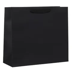 新品 厚手タイプ 再利用可能 丈夫 ギフトバッグ クラフトバッグ 無地 ギフト 手提げ袋 袋 特大紙袋 結婚式 紙袋 包装 パーティー 誕生日 Noalife (ブラック 2枚セット)