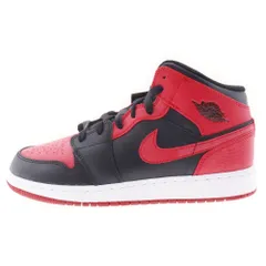 NIKE (ナイキ) AIR JORDAN 1 MID GS BRED エアジョーダン ブレッド ミッドカット スニーカー レッド/ブラック レディース US6Y/24cm 554725‐074
