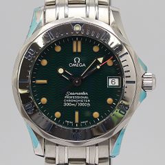 デッドストック級 保付 稼働 美品 オメガ シーマスター ジャックマイヨール 緑文字盤 AT/自動巻 メンズ腕時計 7774030 6APT ABC16164 KTU