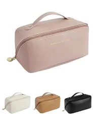 Pink UULANFA 化粧ポーチ 収納バッグ 化粧品収納 大容量 携帯性 軽量防水 可愛くおしゃれ 旅行用化粧ポーチ 母の日ギフト Pink