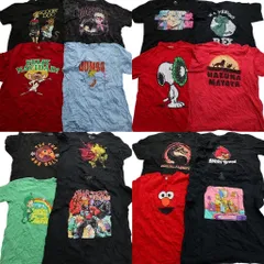 古着卸 まとめ売り キャラクター 半袖Tシャツ 16枚セット (メンズ 2XL ) ナルト エルモ ザ・シンプソンズ スヌーピー 中古 古着 MZ2575