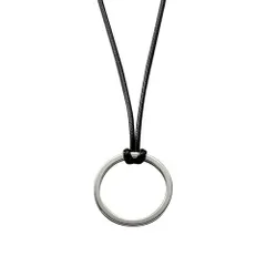 【A：シルバー×フリーサイズ】[Cream dot. クリームドット公式] ネックレス レディース  ロング 金属アレルギー ニッケルフリー グラスホルダー 2タイプ レザーコード オーバル サークル ひねり 調整可能 大人 のサムネイル