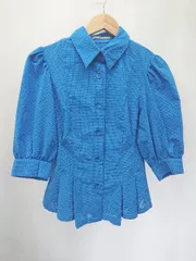 ◇ Θ SLY スライ パフスリーブ 五分袖 シャツ サイズ1 ブルー レディース E  【1506180008847】