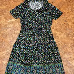 昭和レトロ セミオーダー品 花柄 半袖ワンピース 総柄 レディース Ladies ヴィンテージ ビンテージ vintage ユーズド USED 古着