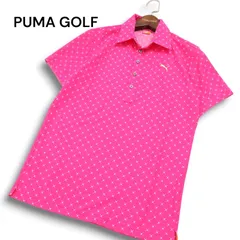 【美品】PUMA GOLF プーマ ゴルフ 春夏 ロゴ★ クロス 星柄 総柄 半袖 ポロシャツ Sz.M メンズ ピンク