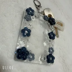 レジン トレカケース 硬質ケース 推し活 うるうる黒花