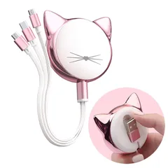 【在庫処分】（Zhuoxining）携帯電話充電ケーブル、3本のデータケーブルに1本、高速充電、さまざまな携帯電話モデル（Micro/Type-c）の充電をサポート、自動格納式、ローリングテスト、USBフロントコネクタ