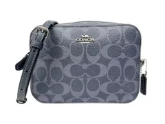 COACH (コーチ) コーティングキャンバス スムースレザー シグネチャー ミニ カメラバッグ クロスボディー ショルダーバッグ シグネチャー 91904 ネイビー レディース/028